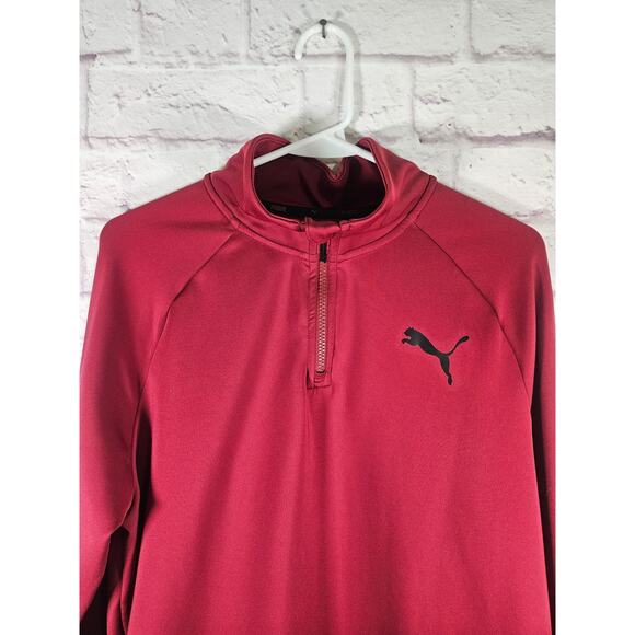 PUMA Men's Ess Active 1/4 Zip Runner Jacket Tibetan Medium Red Black - Picture 6 of 8